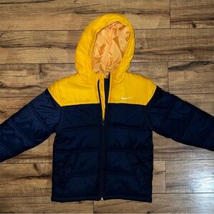 Nike Kids Puffer Jacket in Yellow and Navy